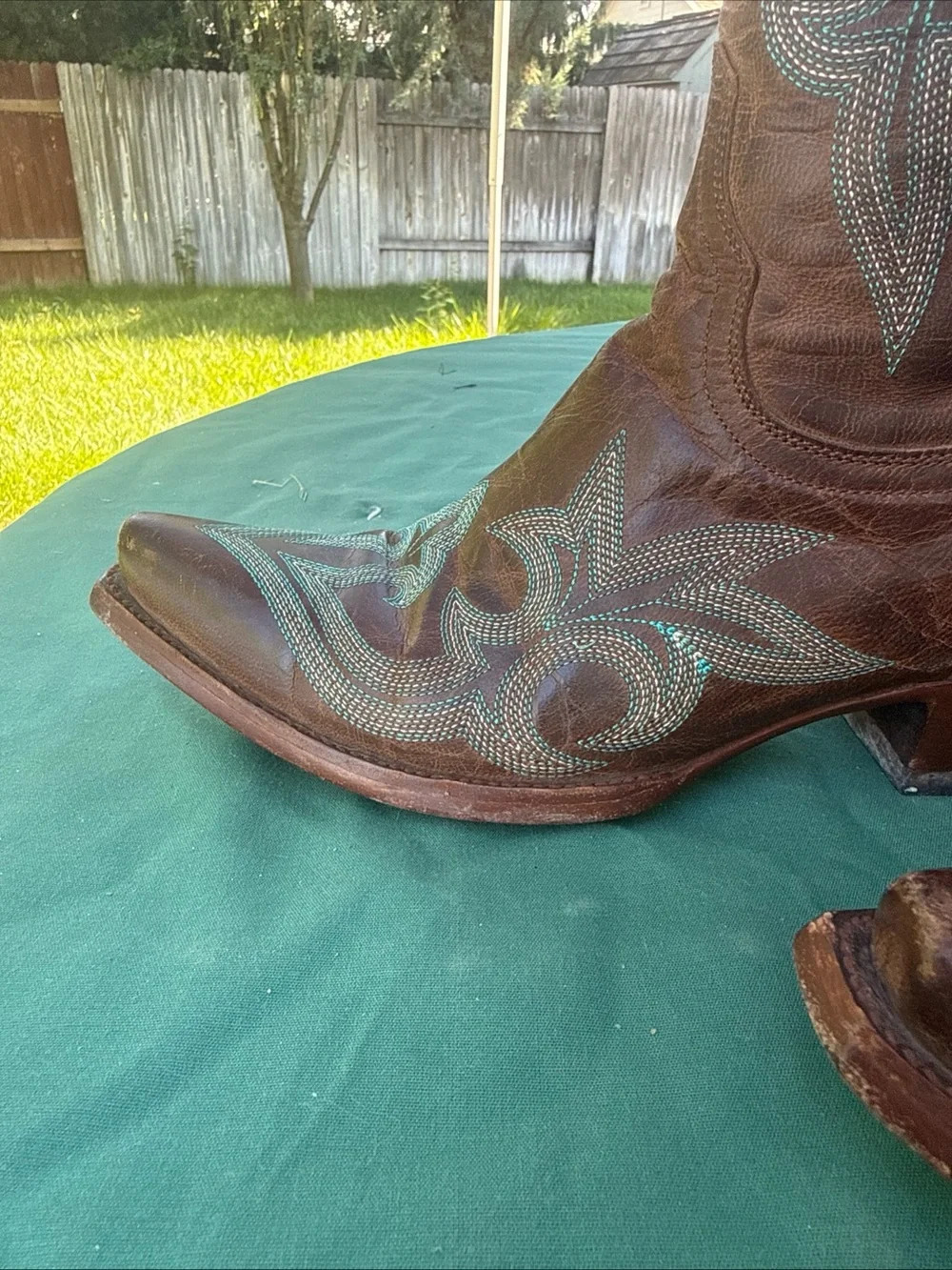Old Gringo Brown Leather Boots with Turquoise Embroidery - Picture 8 of 10